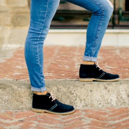 ladies navy blue desert boots
