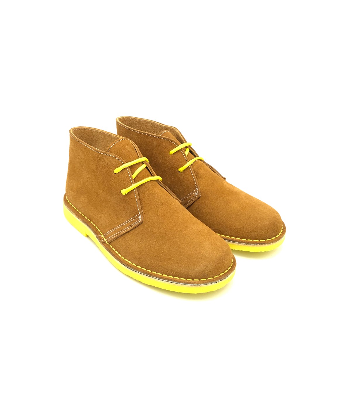 Whiskey-yellow two-tone boots for men