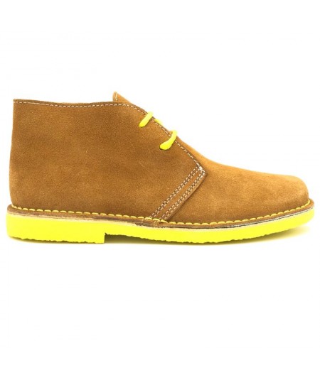 Whiskey-yellow two-tone boots for men