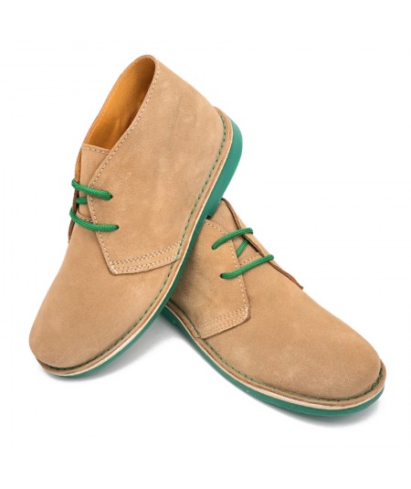 Sand-green bicolor desert boots for men