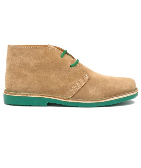Sand-green bicolor desert boots for men