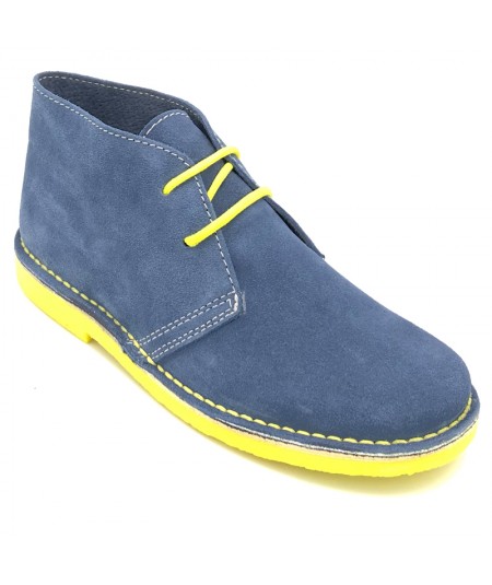 Bicolor jeans-yellow boots for men