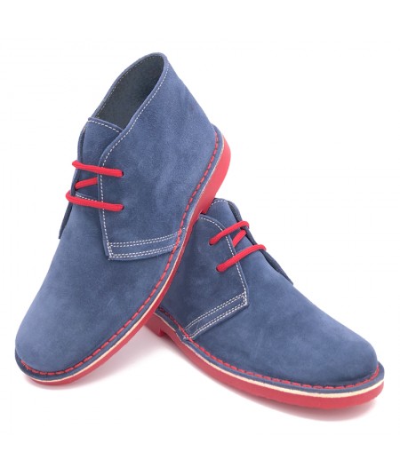Jeans-Red bicolor desert boots for men
