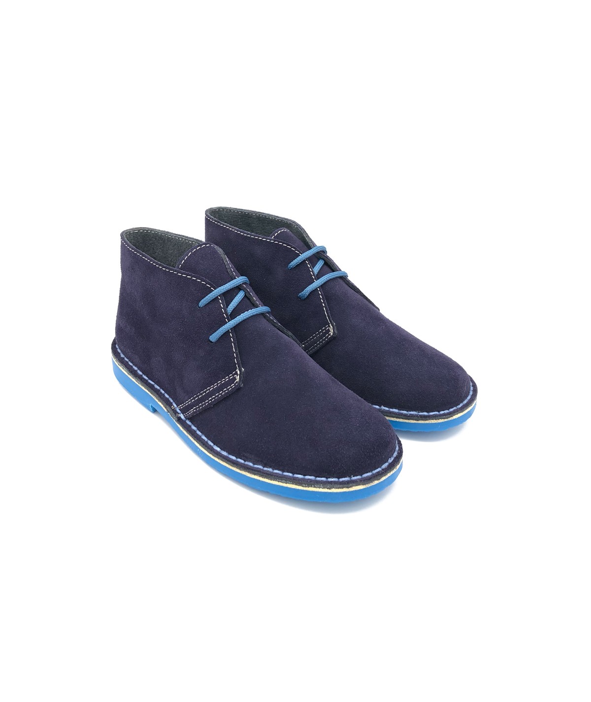 Bicolor boots for men in navy blue & light blue