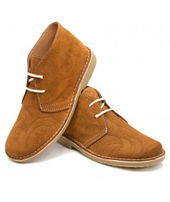 Desert boots with Baroque engraving in brown color for men