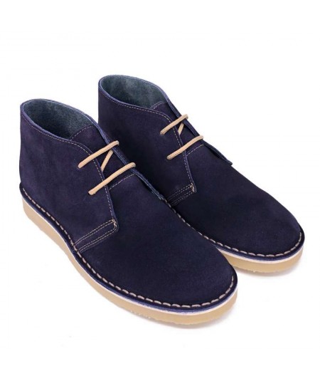Men's desert boots in navy color with Dover sole