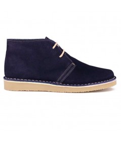 Men's desert boots in navy color with Dover sole