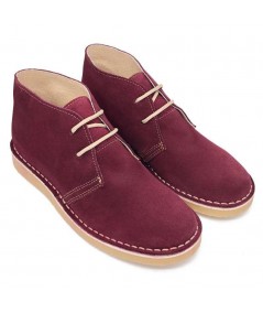 Aubergine colored men's boots with Dover sole