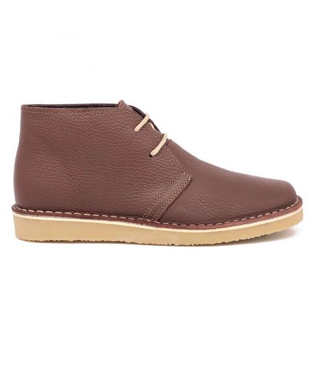 Desert boots with Dover sole in brown Silk nappa for men