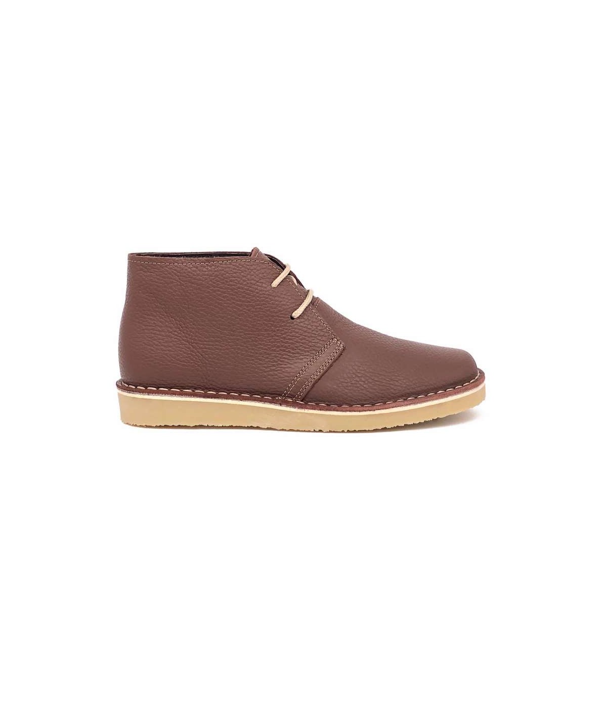 Desert boots with Dover sole in brown Silk nappa for men
