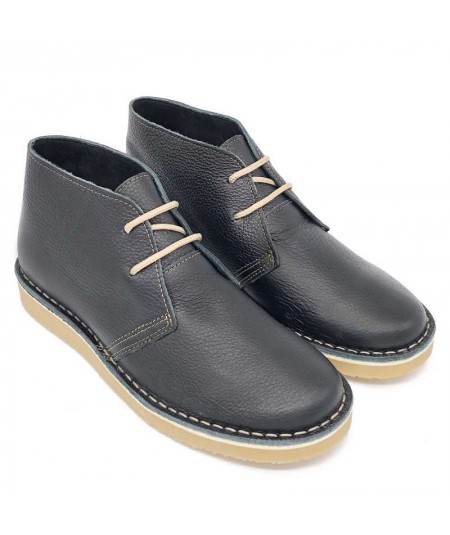 Dover sole boots in black Silk nappa for men