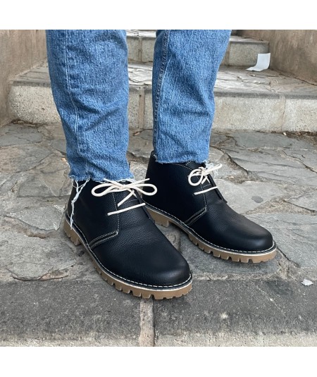 Black "Caminito del Rey" nappa silk boots for men