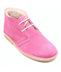 Desert boots roses avec peau de mouton