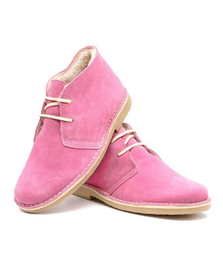 Desert boots roses avec peau de mouton