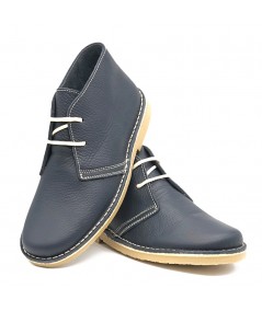 Navy blue Silk nappa desert boots for men