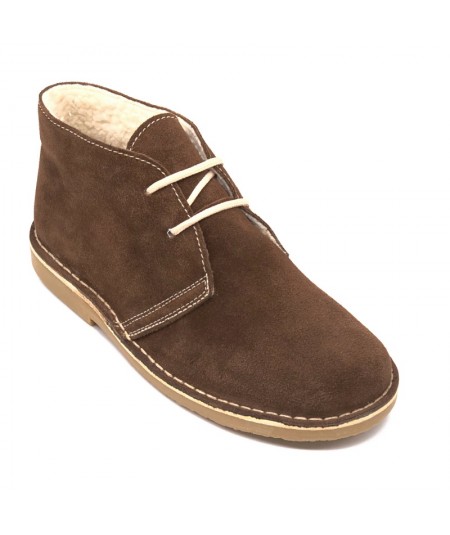 Men's Shearling Lined Brown Desert Boots