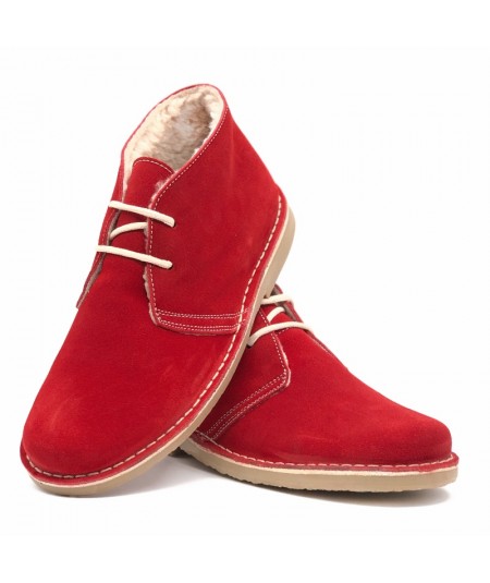 Women Red boots with sheepskin lining