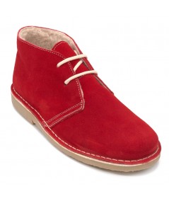 Desert boots rouges avec peau de mouton pour homme