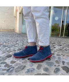 Jeans-Red bicolor desert boots for men