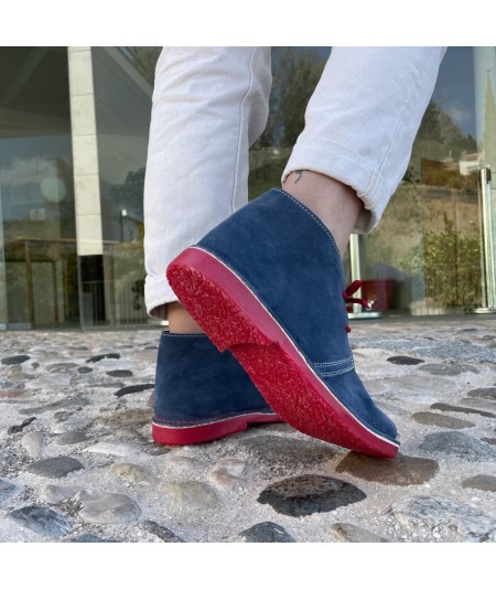 Джинсы-красные двухцветные мужские ботинки