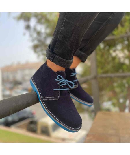 Двухцветные мужские ботинки темно-синего и голубого цвета