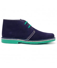 Bicolor boots for men in navy blue & green