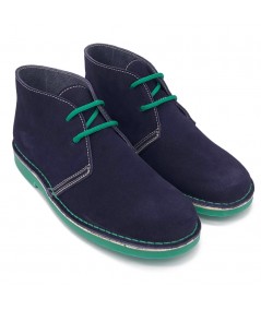 Bicolor boots for men in navy blue & green