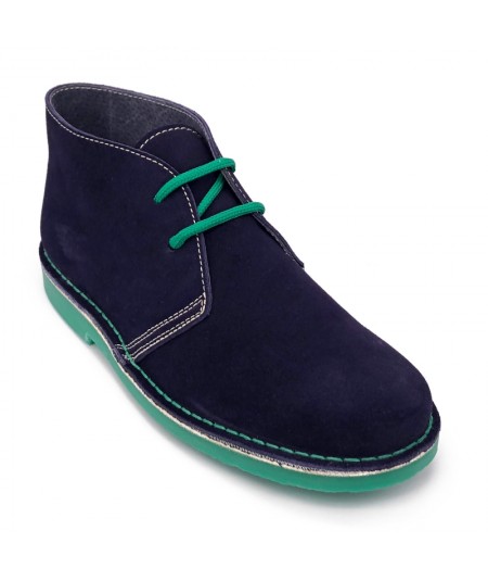 Boots bicolores pour homme en bleu marine et vert