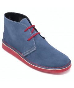 Bicolor Jeans-Red desert boots with Dover sole for men