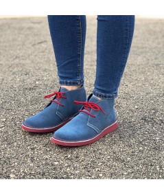 Zweifarbige Jeans-Rote Stiefel mit Dover-Sohle für Damen
