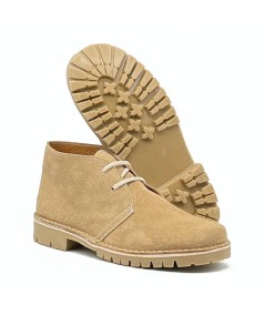 Desert boots with "Caminito del Rey" sole in sand-colored suede leather for women