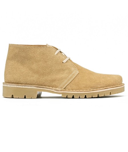 Desert boots avec semelle "Caminito del Rey" en cuir suédé couleur beige pour femme