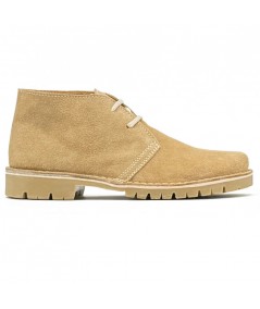 Desert boots with "Caminito del Rey" sole in sand-colored suede leather for women