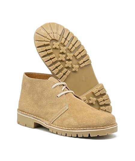 Desert boots with "Caminito del Rey" sole in Beige suede leather for men