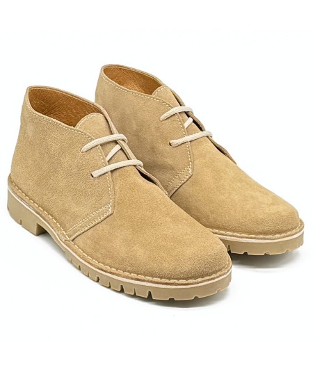 Desert boots with "Caminito del Rey" sole in Beige suede leather for men