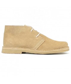 Women's sand color desert boots with shearling lining