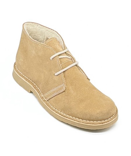 Sandfarbene Desert Boots für Damen mit Lammfellfutter