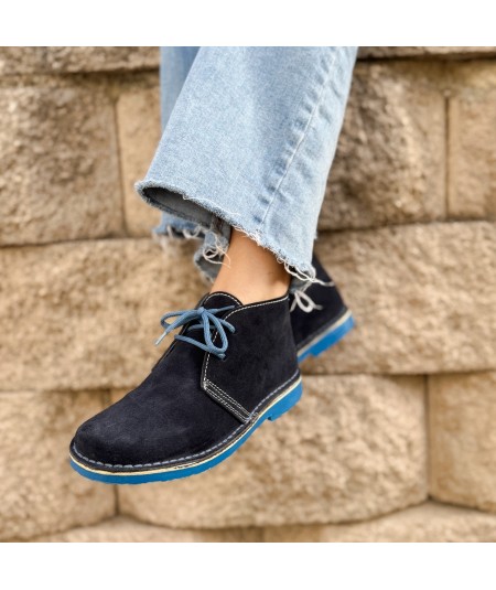 Bottines Bicolor bleu marine-ciel pour femme
