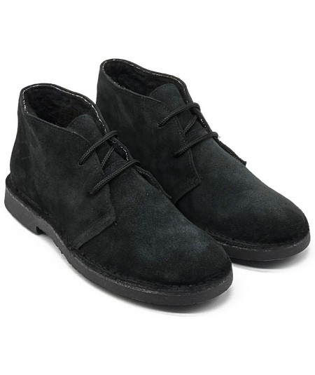 Bottes du désert en daim noir doublées de peau lainée, pointures femme