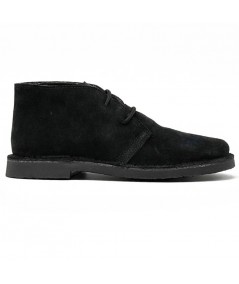 Black suede desert boots with shearling lining in women's sizes