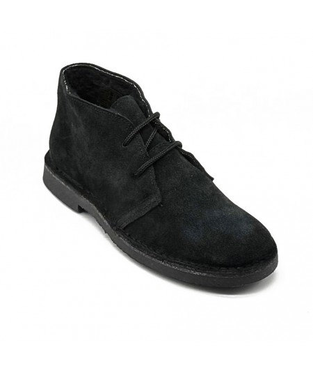 Schwarze Wildleder-Desert-Boots mit Lammfellfutter in Damengrößen