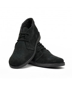 Botas safari pretas para homem com forro de pele de carneiro