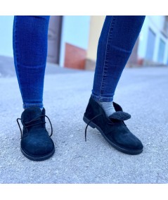 Pisamierdas de serraje negro con borreguillo en tallas de mujer