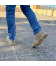 Botas com sola "Caminito del Rey" em camurça bege para homem