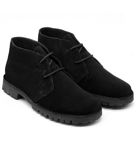 Botas safari en negro total con suela "Caminito del Rey" para hombre