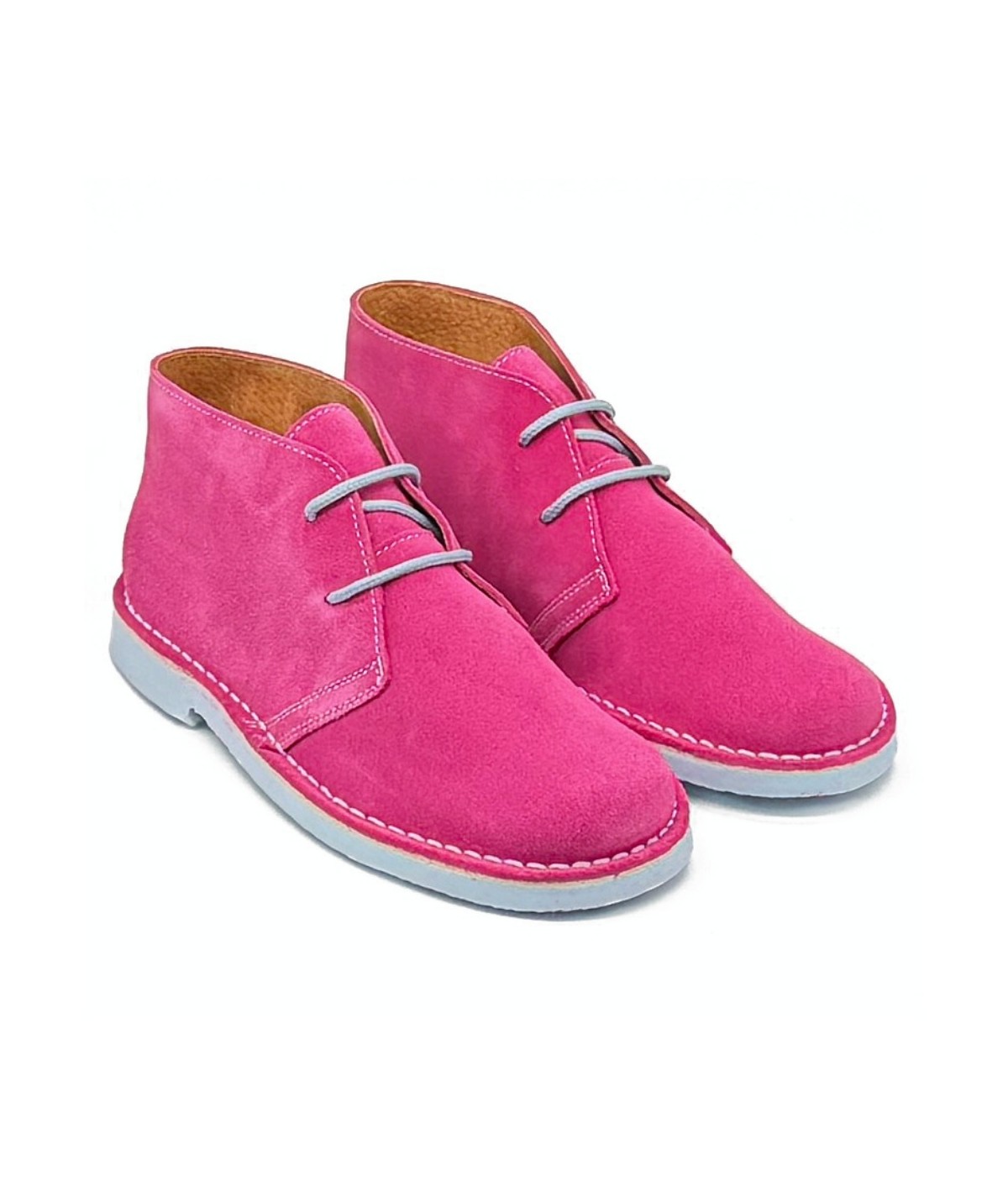 Fuchsia-Bluye Sky colored desert boots for women